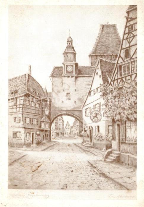 Rothenburg Tauber Röderbogen Künstlerkarte Fritz Hartmann