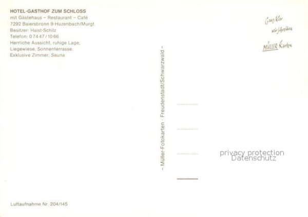 Huzenbach Hotel Gasthof zum Schloss Fliegeraufnah – Bild 2