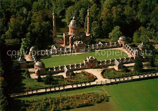 Schwetzingen Moschee im Schlossgarten Fliegeraufnahm