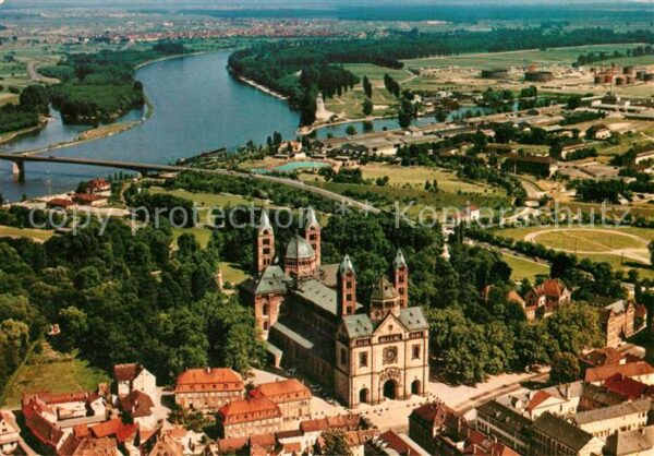 Speyer Rhein Fliegeraufnahme mit Kaiserdom Kathedral
