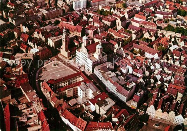 Augsburg Fliegeraufnahme mit City Rathaus und Pe