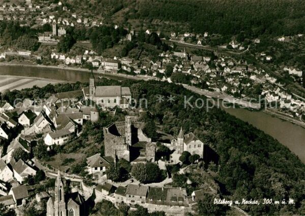 Dilsberg Fliegeraufnahme mit Burgruine und Necka