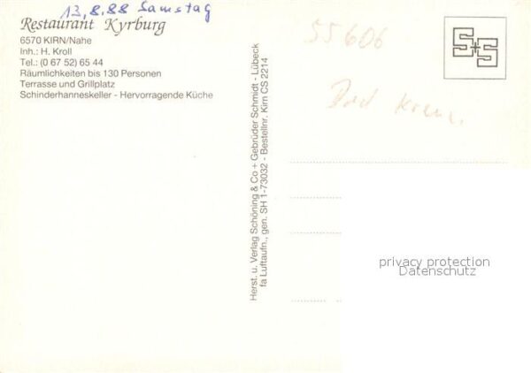 Kirn Nahe Fliegeraufnahme Restaurant Kyrburg – Bild 2