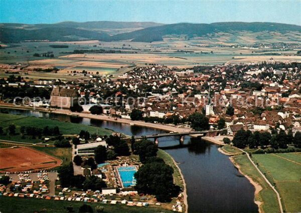 Holzminden Weser Fliegeraufnahme Freibad Campingplatz