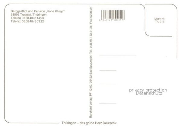 Trusetal Berggasthof Pension Hohe Klinge Gaststu – Bild 2