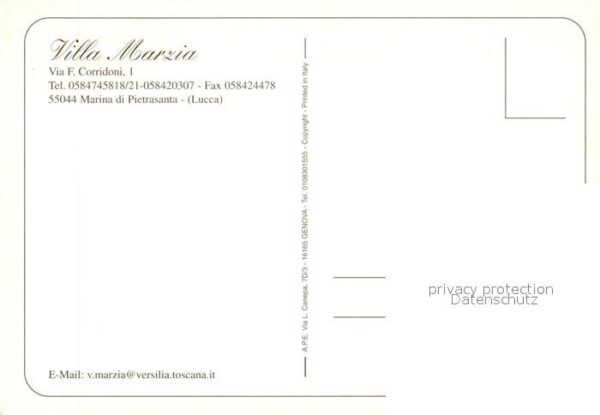 Marina di Pietrasanta Villa Marzia Garten Landkarte Fliegerau – Bild 2