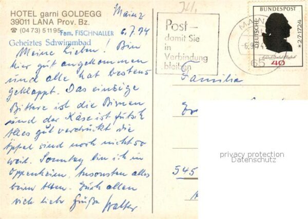Lana Meran Hotel garni Goldegg Swimming Pool Stadt – Bild 2