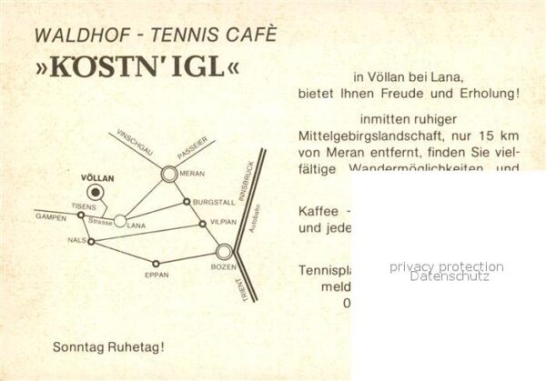 Voellan Lana Tennis Cafe Waldhof Köstn'Igl Garten Bo – Bild 2