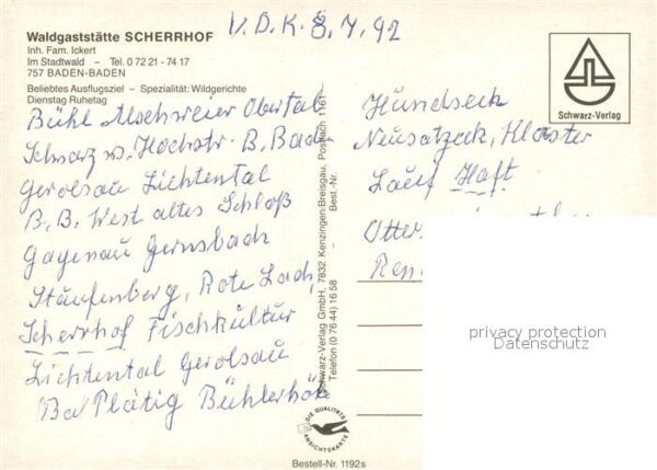 Baden-Baden Waldgaststätte Scherrhof Gastraum Vespe – Bild 2