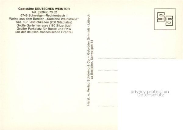 Rechtenbach Schweigen-Rechtenbach Gaststätte Deutsches Weintor Gartenterr – Bild 2