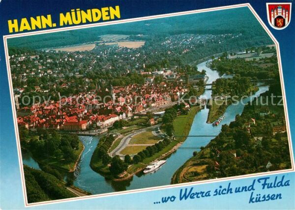 Hann. Muenden Zusammenfluss von Werra und Fulda zur W