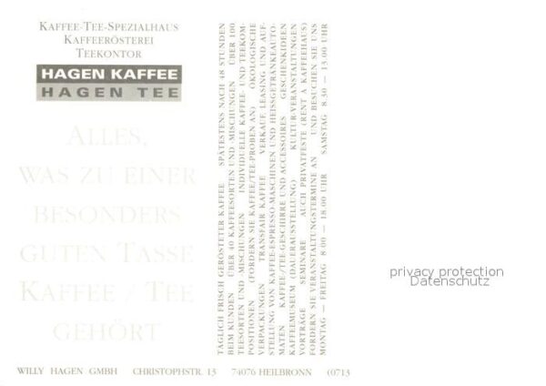 Heilbronn Neckar Kaffee-Tee-Spezialitäten Hagen – Bild 2