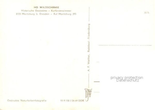 Moritzburg Sachsen HO Waldschänke Kurfürstenzimmer – Bild 2