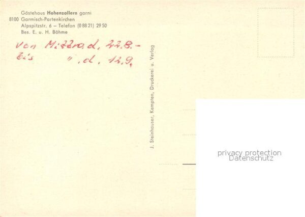 Garmisch-Partenkirchen Gästehaus Hohenzollern Fremdenzimmer – Bild 2