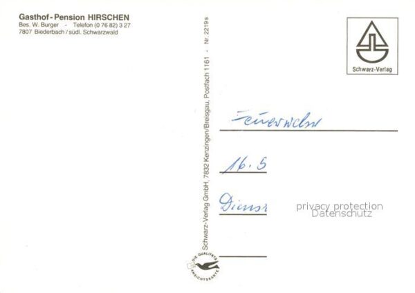 Biederbach Schwarzwald Gasthof Pension Hirschen Restaurant Kam – Bild 2