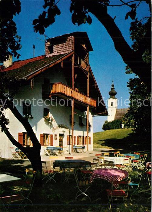Piding Gasthaus St Johannishögl mit Kirche auf