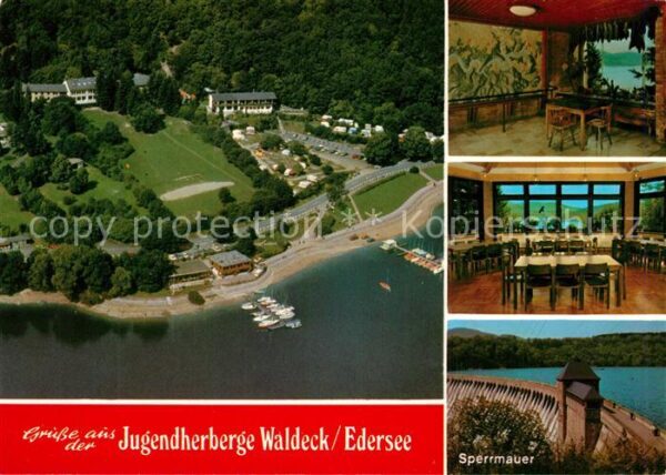Waldeck Edersee Jugendherberge Fliegeraufnahme Sperrmau