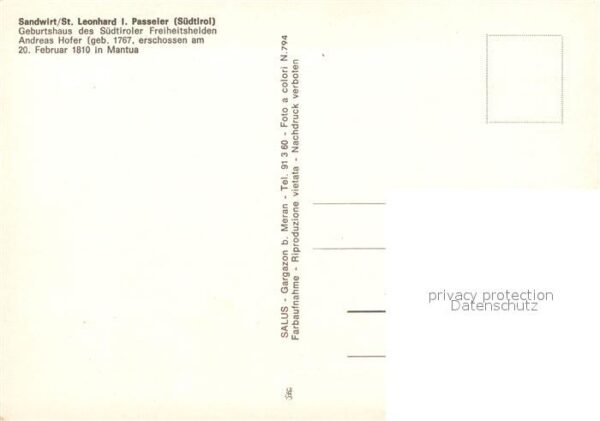 St Leonhard Passeier Sandwirt Andreas Hofers Geburtshaus – Bild 2
