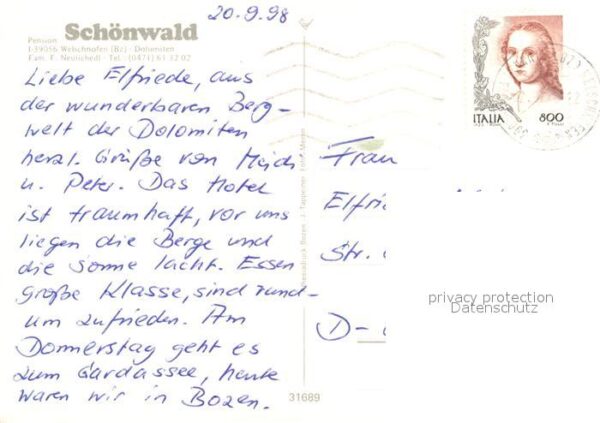 Welschnofen Pension Schönwald Gastraum Terrasse – Bild 2