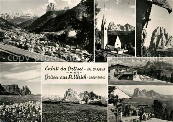 Ortisei St Ulrich Panorama Grödnertal Kirche Dolomiten