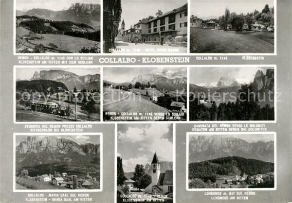 Klobenstein Ritten Hotel Ortsmotiv mit Kirche Rittnerbahn