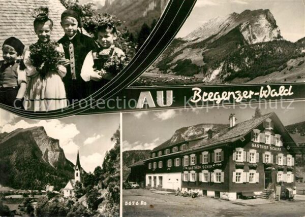 Au Bregenzerwald Gasthof Schiff Motiv mit Kirche Trachte