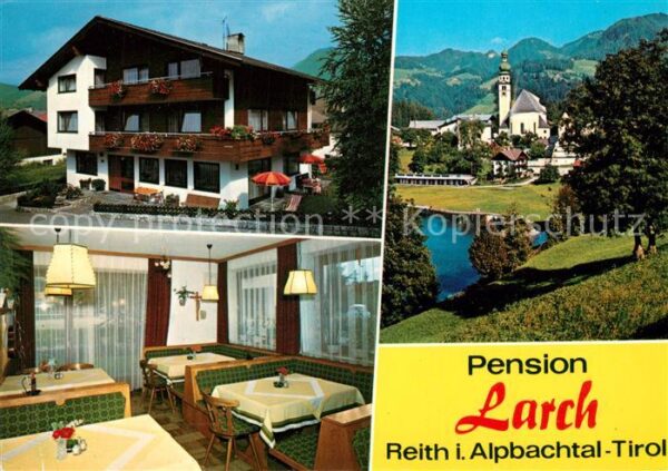 Reith Alpbachtal Pension Larch Ortsmotiv mit Kirche Alpe