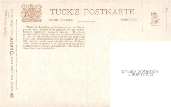 Verlag Tucks Oilette Nr. 646 Wien Stefansdom – Bild 2