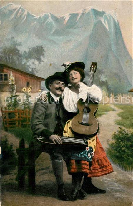 Gitarre Zither Frau Mann Tracht