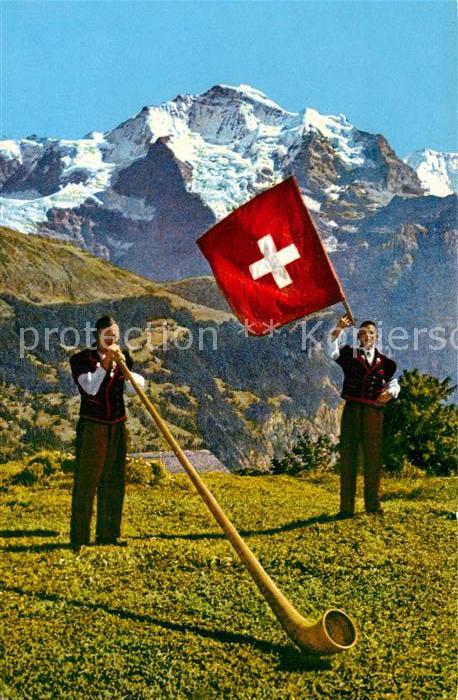 Alphorn Alphornbläser Fahnenschwinger Jungfrau