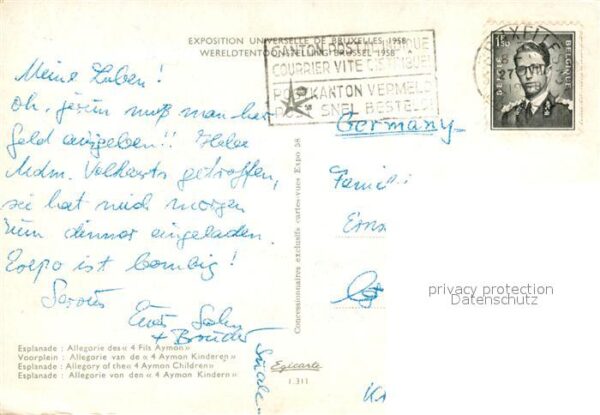 Exposition Universelle Bruxelles 1958 Esplanade Allegorie 4 Aymon Kindern – Bild 2