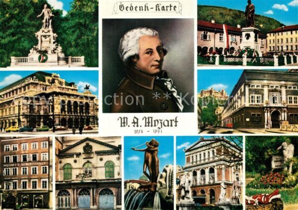 Mozart Wolfgang Amadeus Gedenkkarte Denkmal Staatsoper Festspie