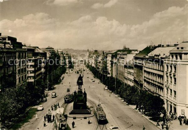 Strassenbahn Prag Wenzelsplatz Denkmal Myslbek