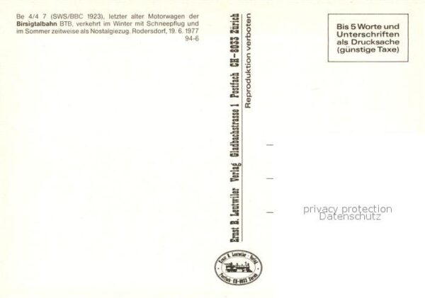 Eisenbahn Be 4/4 7 Birsigtalbahn – Bild 2
