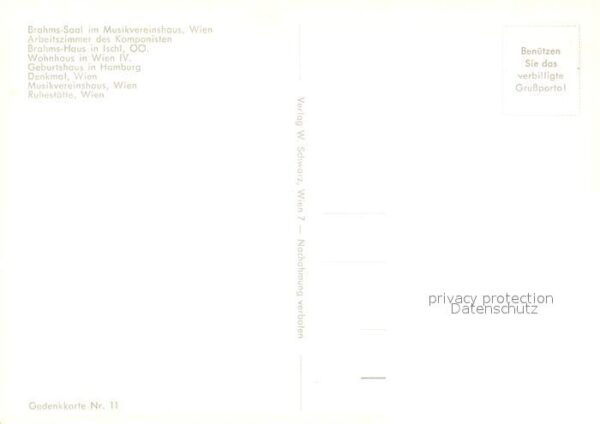Komponist Johannes Brahms Gedenkkarte – Bild 2