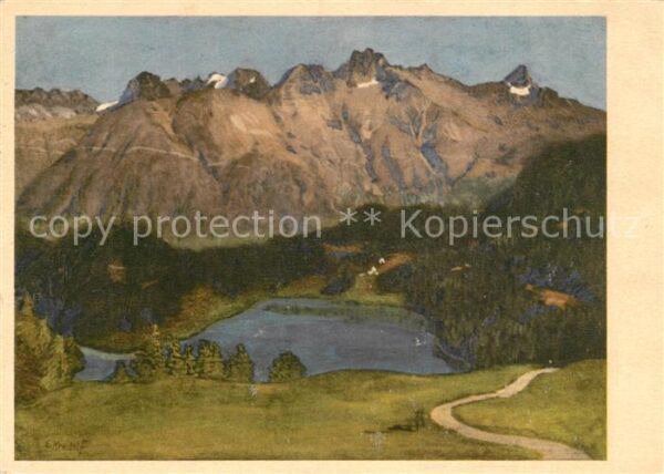 Kuenstlerkarte E. Kreidolf St. Moritzersee