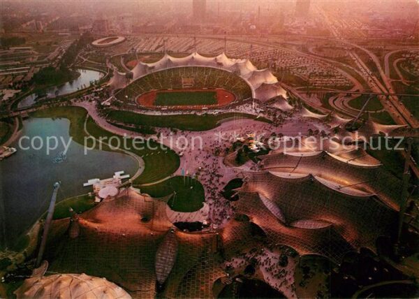 Stadion München Olympiapark Fliegeraufnahme
