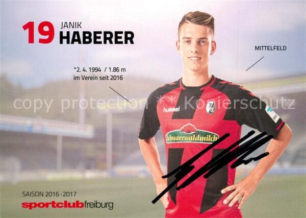 Fussball Freiburg Janik Haberer Autogramm