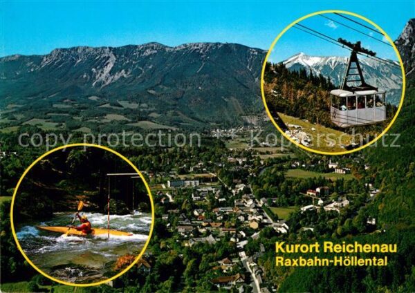 Reichenau Rax Panorama Höllental Raxbahn Kanu im Wild