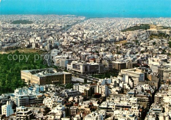 Athenes Athen Stadtpanorama mit Akropolis Fliegeraufn