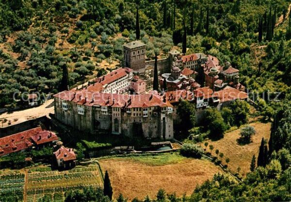 Berg Athos Kloster Hilandari Fliegeraufnahme