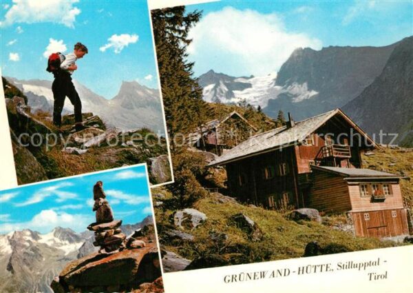 Stillupptal Grünewand Hütte mit Keilbachspitze Berg
