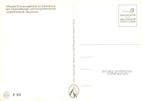 Mayrhofen Zillertal Offizielle Erinnerungskarte zur Einweih – Bild 2