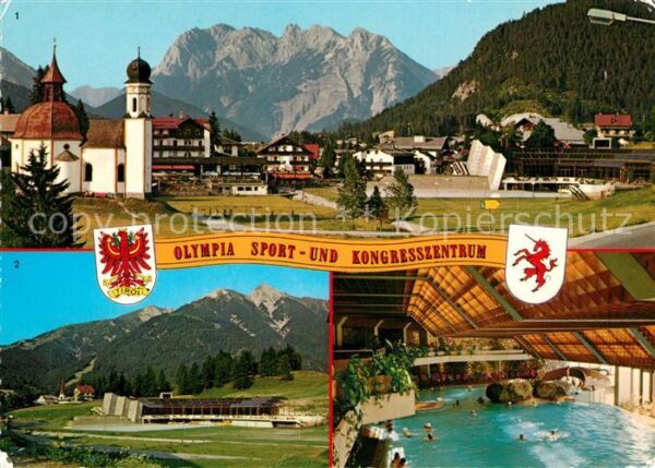 Seefeld Tirol Ortsansicht mit Kirche Blick gegen Karw