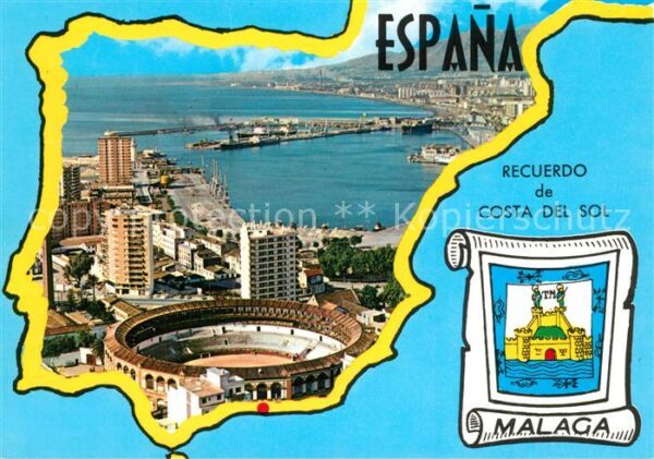 Malaga Andalucia Panorama Hafen Stierkampfarena Fliegera