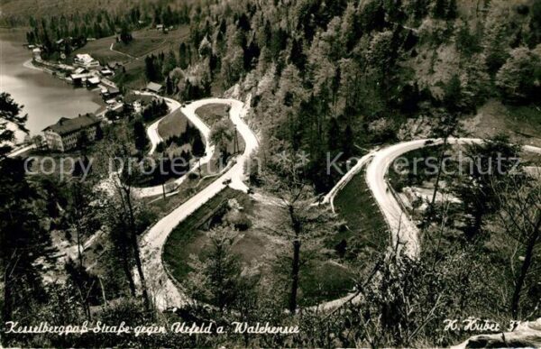 Urfeld Walchensee Fliegeraufnahme Kesselbergpass Straße