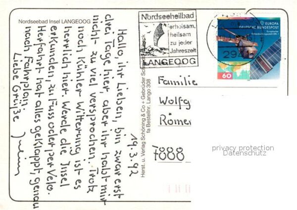 Langeoog Nordseebad Fliegeraufnahme Wasserturm Park Dünen – Bild 2