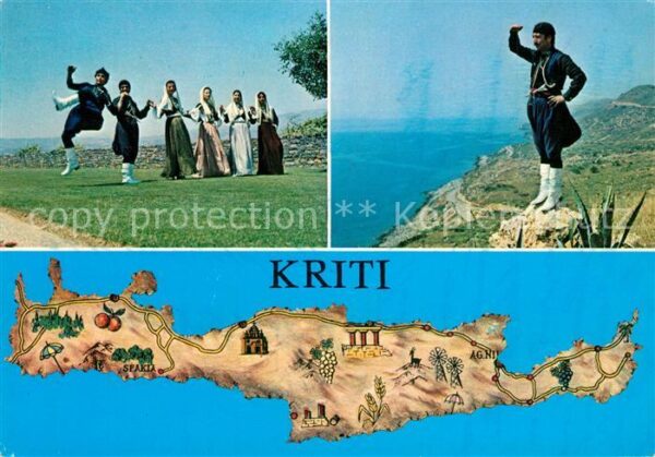 Kreta Crete Folklore Gruppe Inselkarte