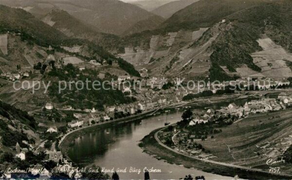 Cochem Mosel mit Sehl Burg Cochem und Kond