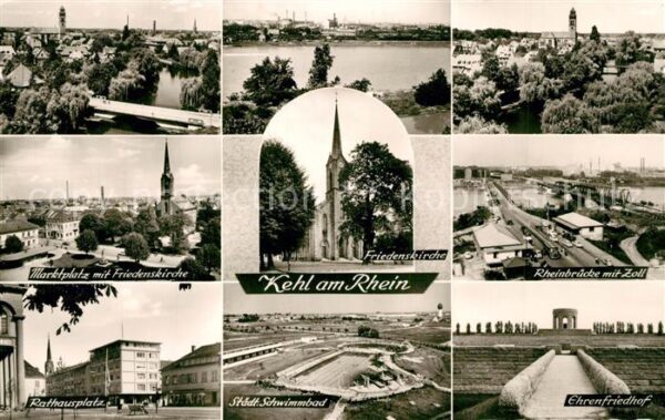 Kehl Rhein Panorama Marktplatz Friedenskirche Rhei